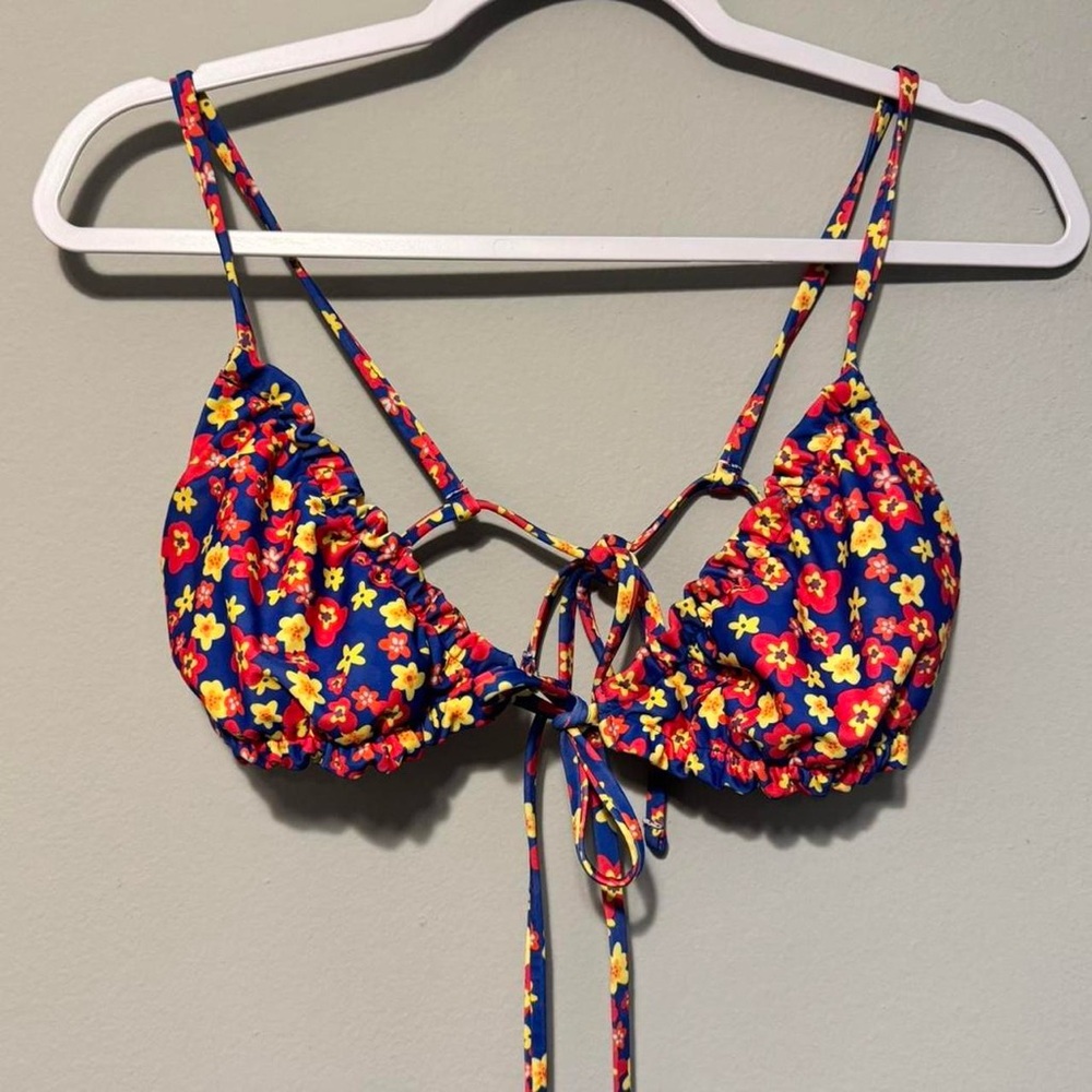Harper Blue Floral Bikini Top